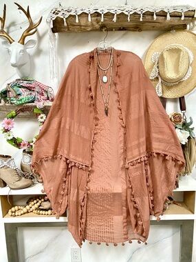 Fringe MEGA slouchy boho cocoon kimono cover up w hippy prairie western vibe